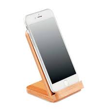 Cargador con soporte celular bambú